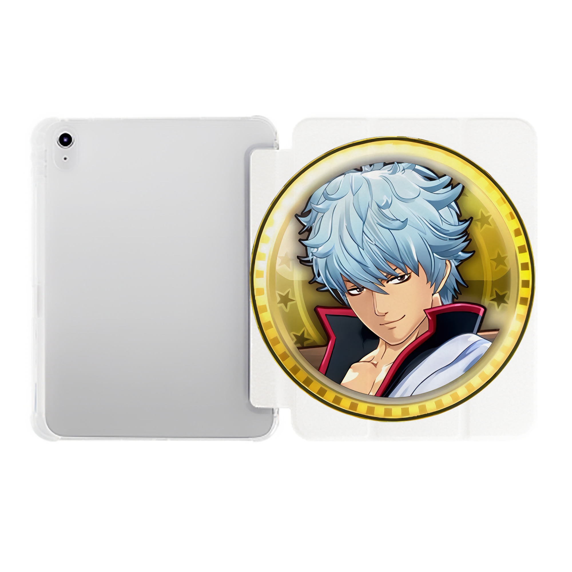 （画像用） ぎんたま 坂田銀時（さかたぎんとき） 神楽 志村新八（しむら しんぱち） GINTAMA Sakata Gintoki Kagura Shimura Shinpachi IPad ケース ペン収納付き 三つ折りスタンド PUレザー×シリコン 対応機種9.5/10.5/10.9インチ